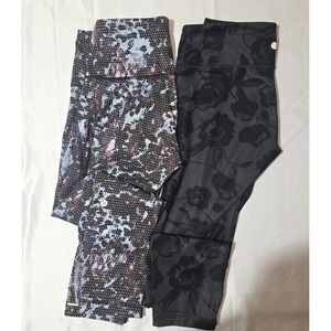 Lululemon Leggings Lot of 2 Womens Size 8 Cropped Floral & Multicolor Zip Pocket